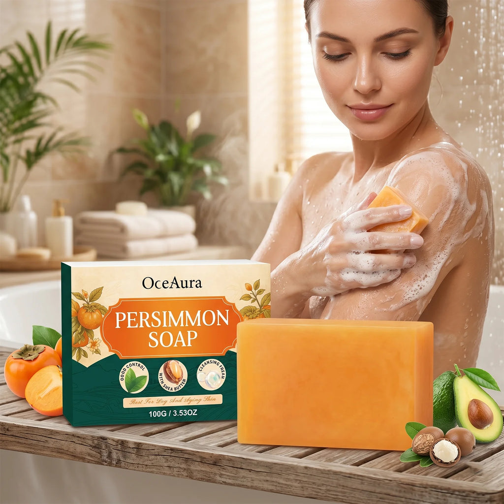 Natural Persimmon Fruit Soap Gentle Nourishing Barrier Protection Anti Dryness Body Wash Deep Hydration Lock Stabilizing 100g Zpaxo