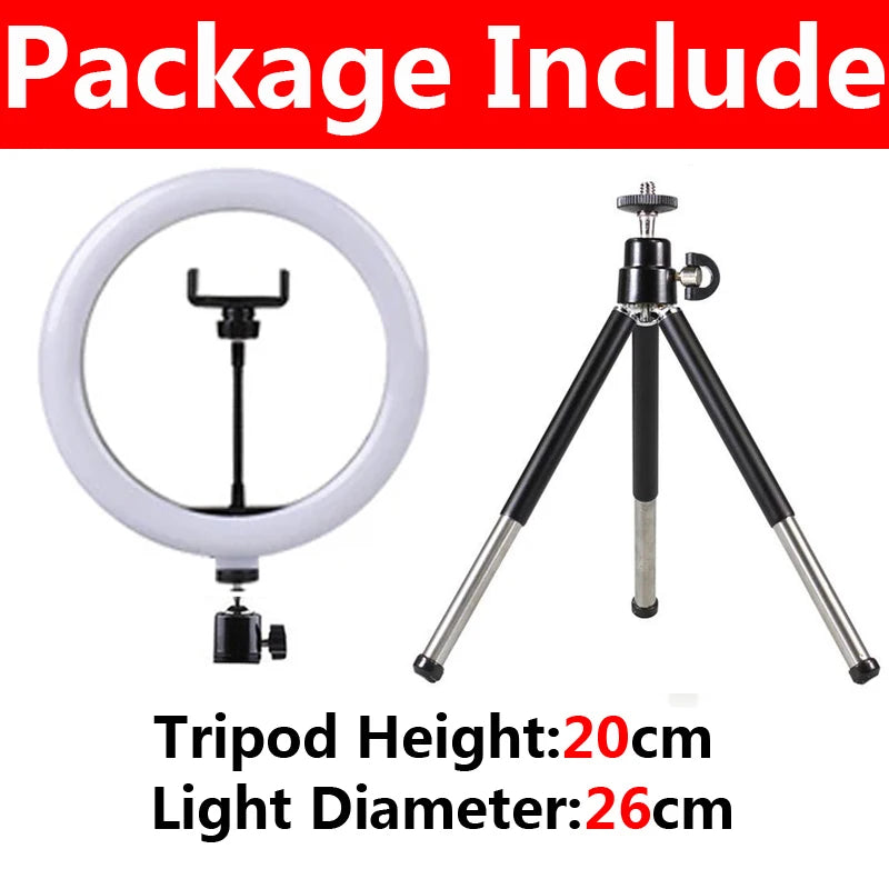 LED Selfie Ring Lighting Photographic Lamp Fill Light Mini Tripod Zpaxo B-26cm