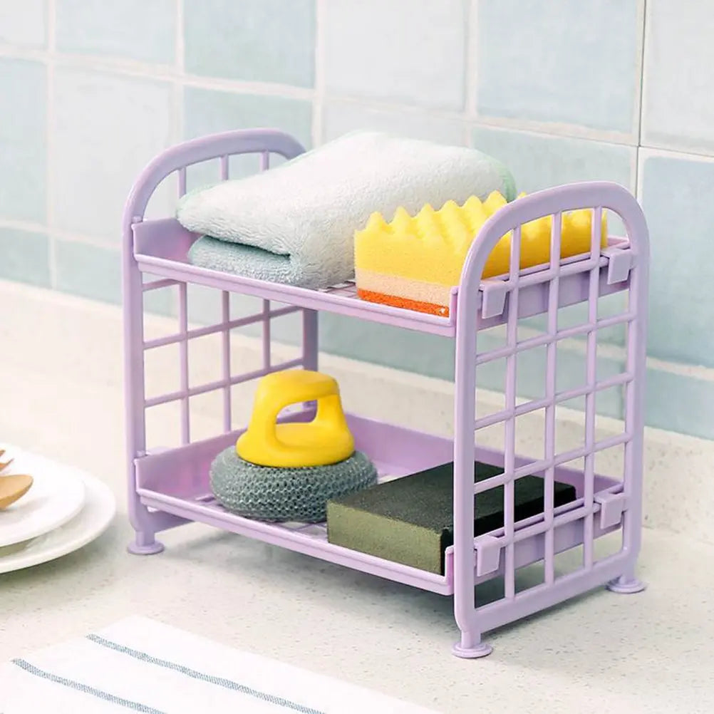 2 Layers Plastic Bathroom Storage Shelf Kitchen Countertop Organizer