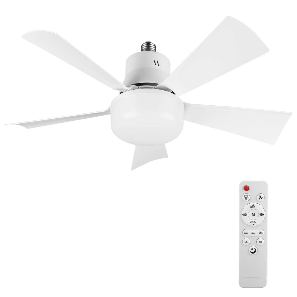 2-in-1 Socket Fan Light Remote 40 Small Ceiling W LED E27 Cordless