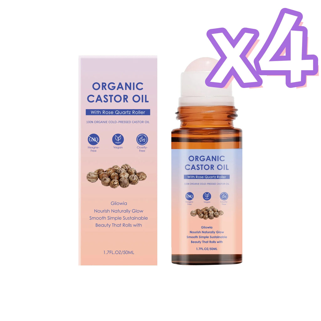 Organic Castor Oil Rose Quartz Roller Ball – 50ml Castor Oil Roller Zpaxo 50ml Boxed x 4pcs