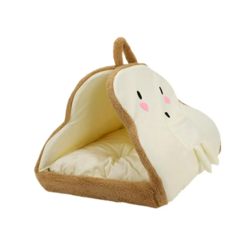 Pet Tent Cave Bed Self Warming Toast Shaped Cat Nest Puppy Cats Dog Zpaxo