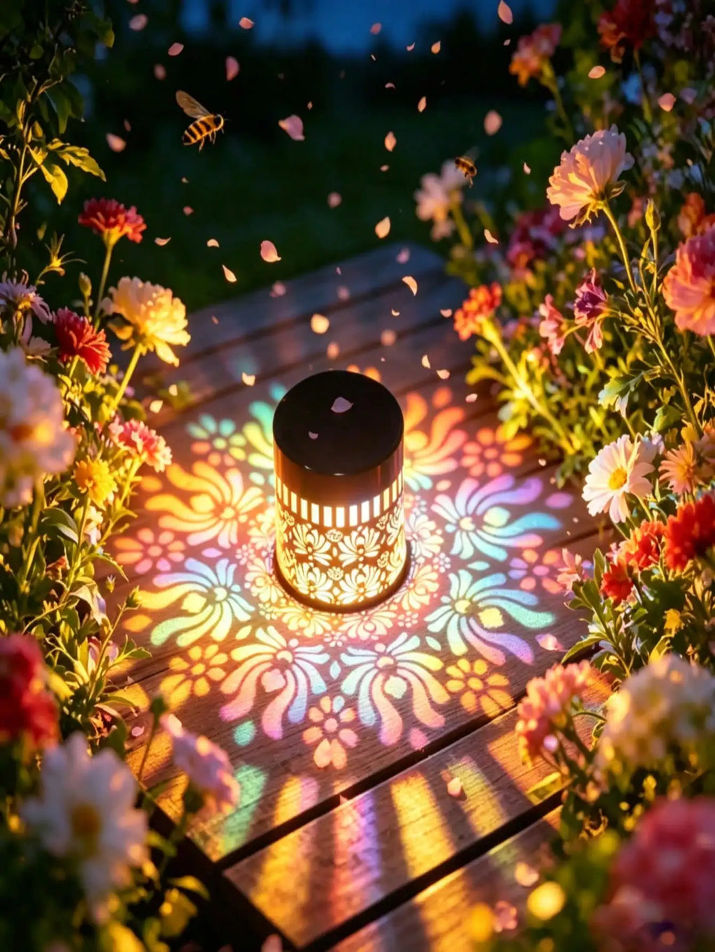Solar-powered Lotus Peony Lamps Openwork Wrought Iron Garden
