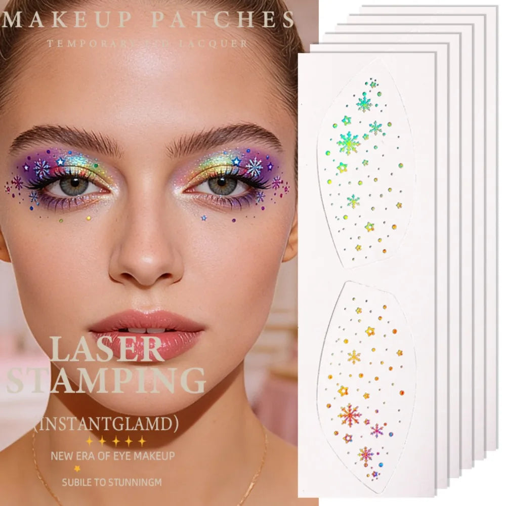 Waterproof Temporary Glitter Eye Shadow Stickers Silver Radiation Zpaxo