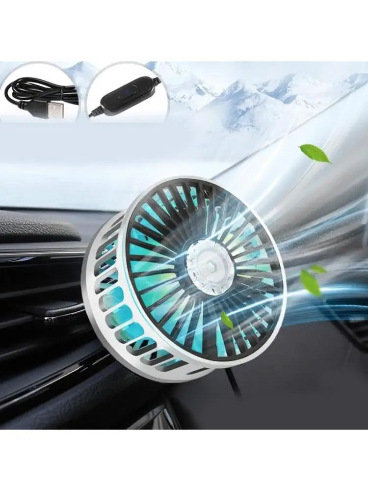 Y1UB Vehicle USB Fan Electric Car Dashboard Mounted 3 Speed 360