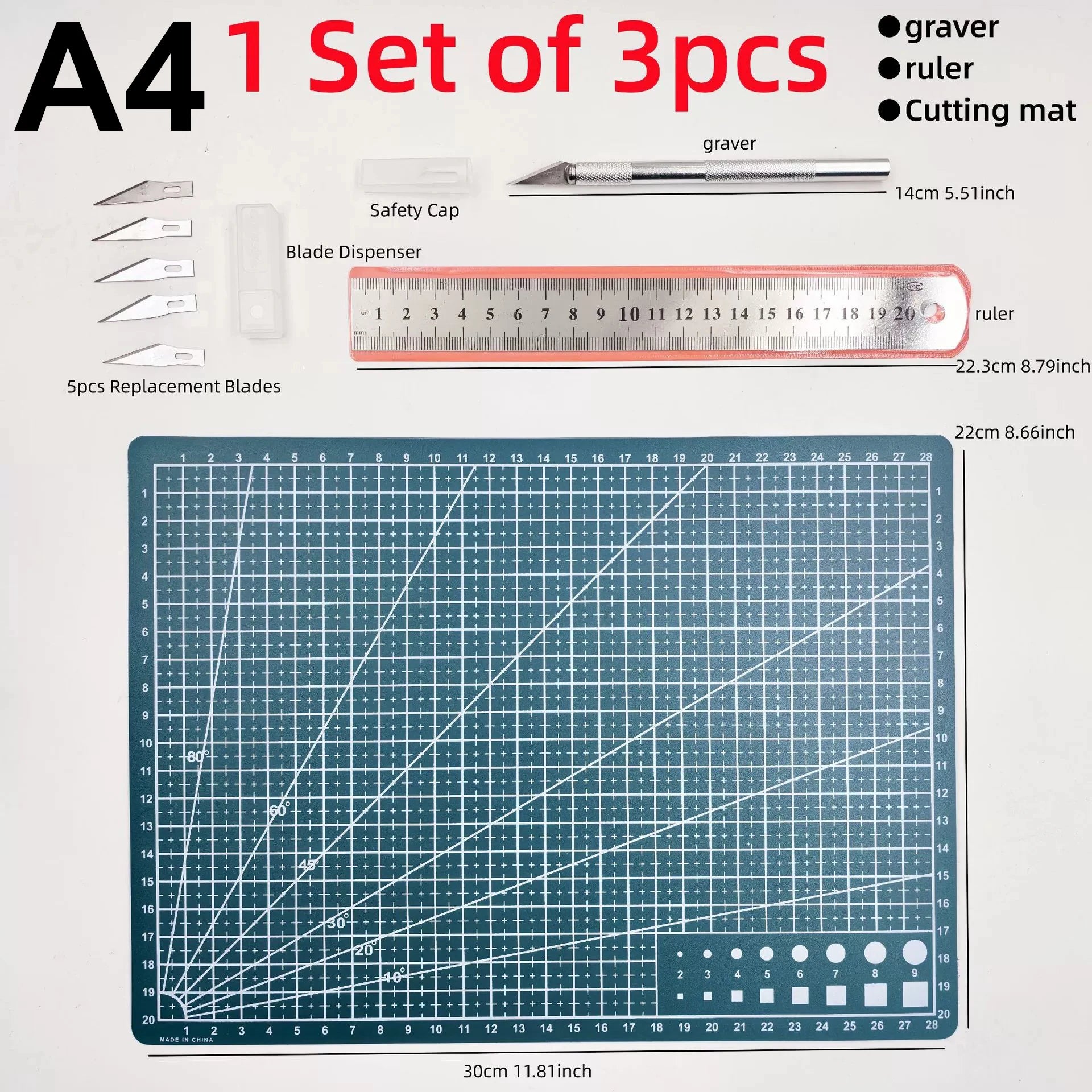 A3/A4/A5 Single-Sided Craft Cutting Mat Cutting Board Kit With Carving Knife Ruler For Artist Carving Tools Handmade Crafts DIY Zpaxo