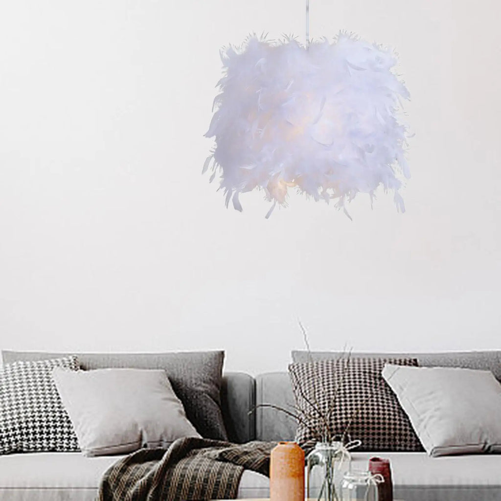 Feather Lampshade – Romantic Pendant Light Cover | Home & Events Feather Lampshade Zpaxo
