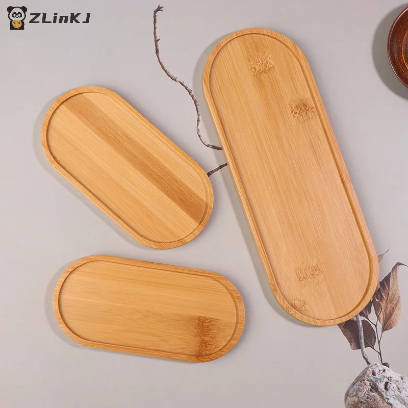 Bamboo Tray Wood Saucer Flower Pot Cup Pad Coaster Plate Kitchen Zpaxo