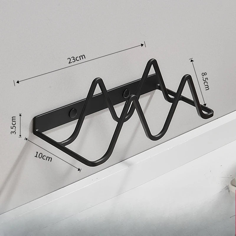 Non perforated pot cover rack wall mounted kitchen cutting board storage rack household storage pendant Zpaxo black thick version