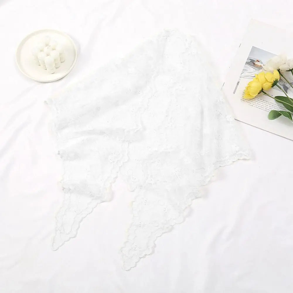 Casual Lace Flower Hair Scarf Headband Vintage Thin Bandanas for Women Chic Style Cute Triangle Head Scarf Pastoral Zpaxo