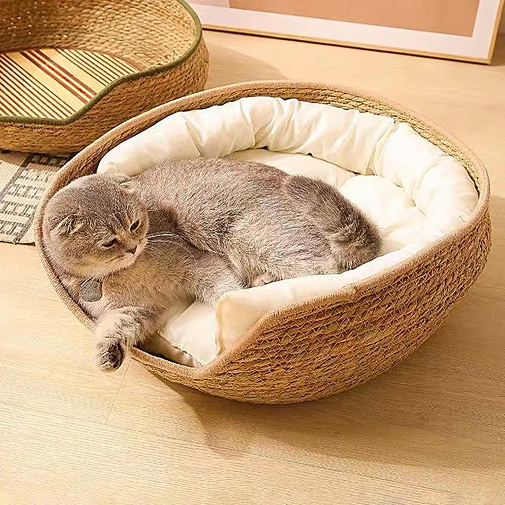 Woven Cat Bed Hand-woven Cotton Rope Basket All Season Indoor Weaving