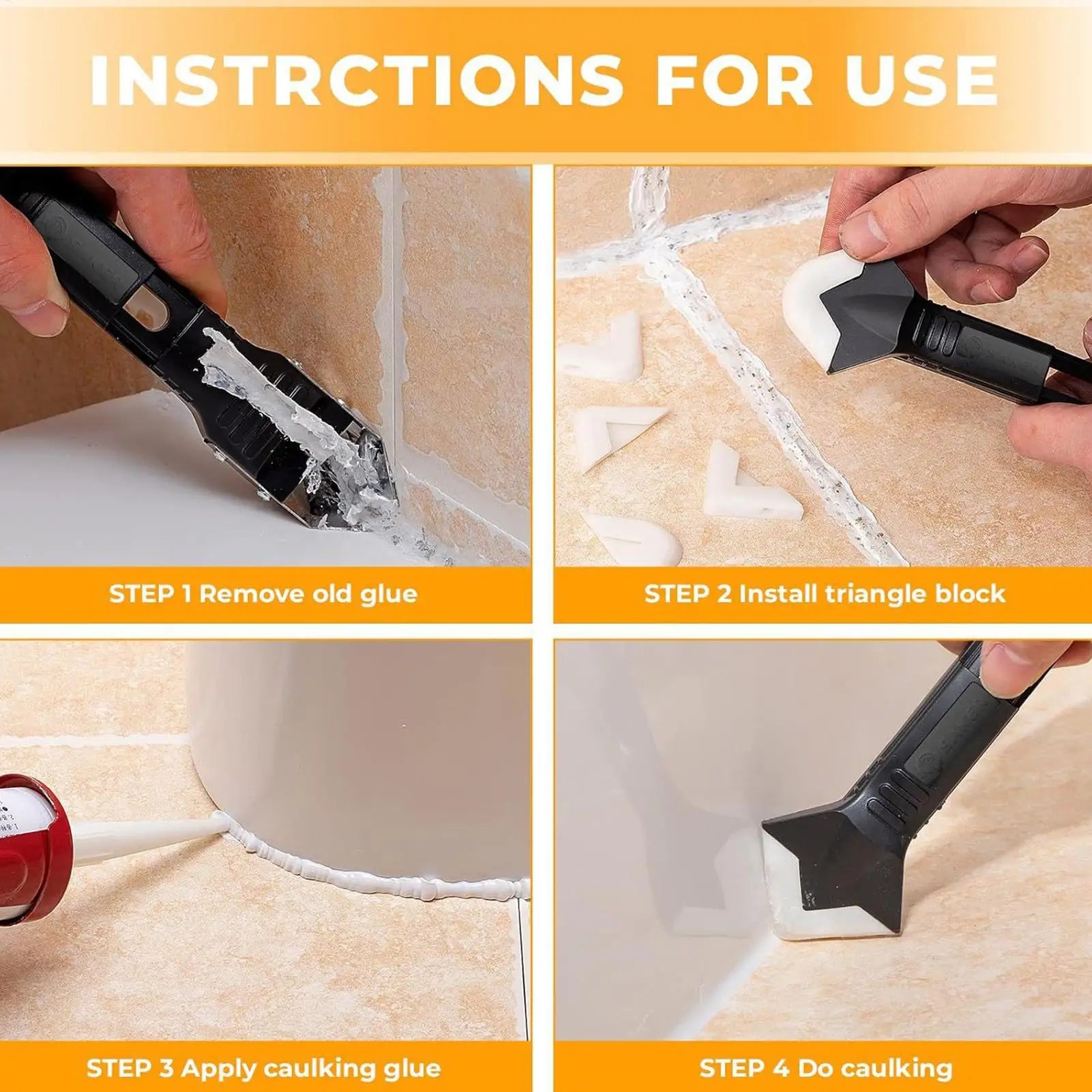 Silicone Caulking Tool Kit – Caulk Remover & Sealant Spatula Caulking Hand Tool Zpaxo