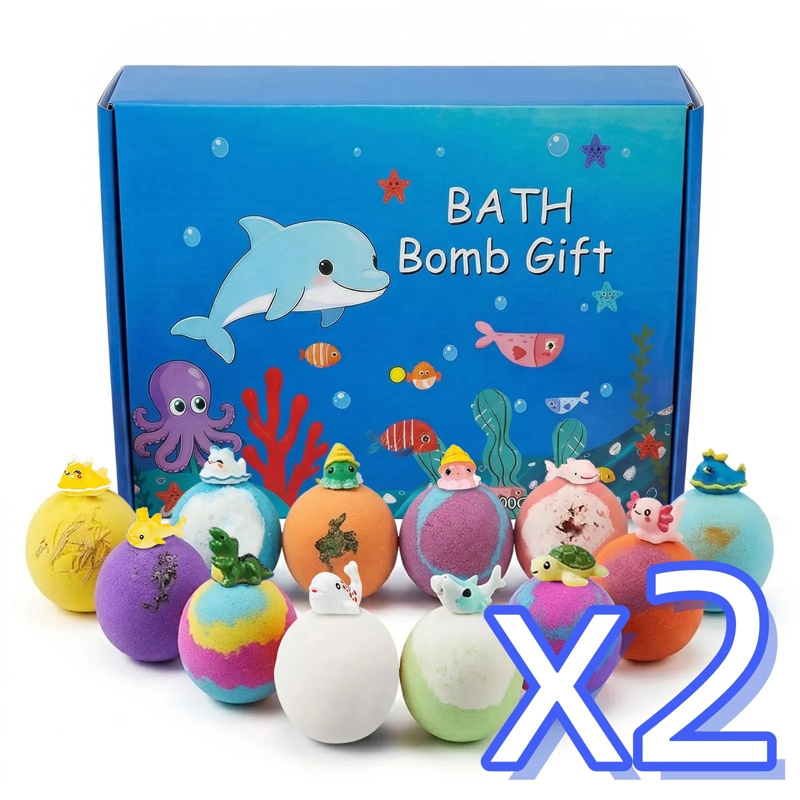 Kids Bath Bombs Set with Surprise Toys – 12-Pack Gift Kids Bath Bomb Set Zpaxo 1set boxed x 2