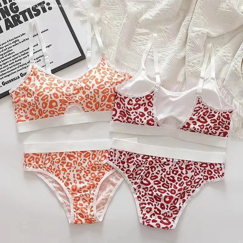 Women's Leopard Print Seamless Bra & Brief Set – 1-4 Pcs