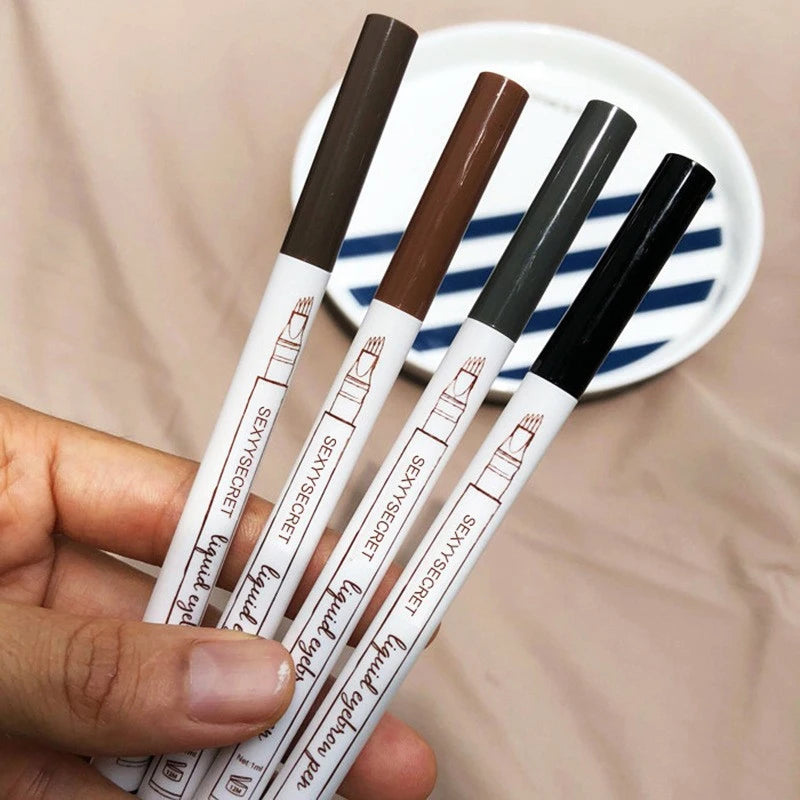 4 Splitted Head Liquid Eyebrow Pencil Outline Wild Eyebrow Long Lasting Waterproof High Pigmented Brow Makeup Pen Cosmetics Zpaxo