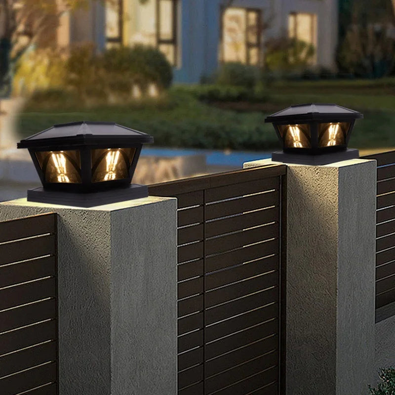 Solar Outdoor Post Cap Lights 4x4 5x5 6x6 Bright LED Light Fence Deck Zpaxo