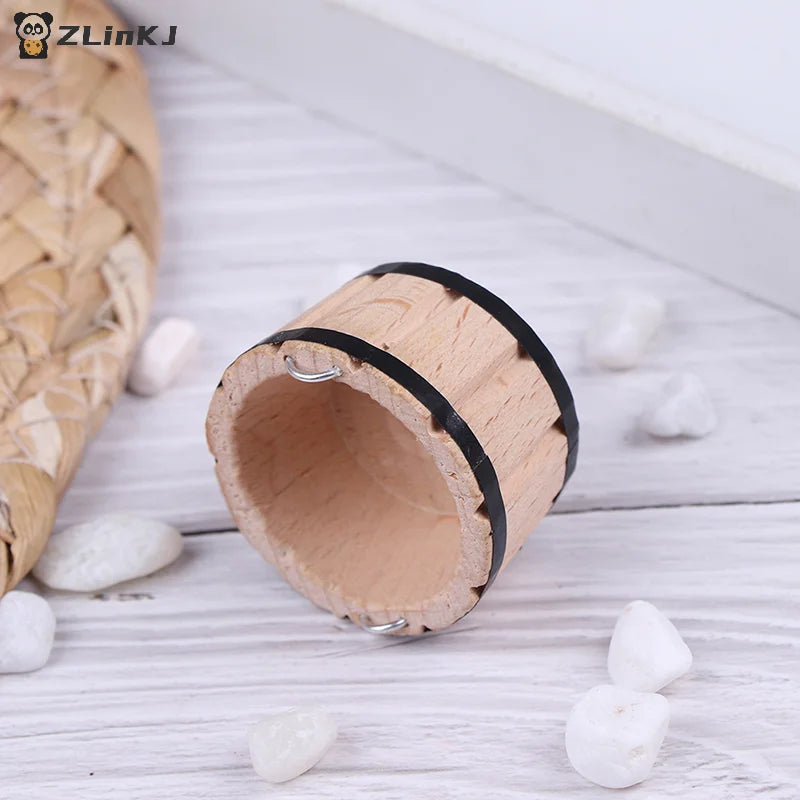 ▶1Pc 1:12 Dollhouse Miniatures Wooden Basin Wooden Barrel Furniture Accessories Zpaxo