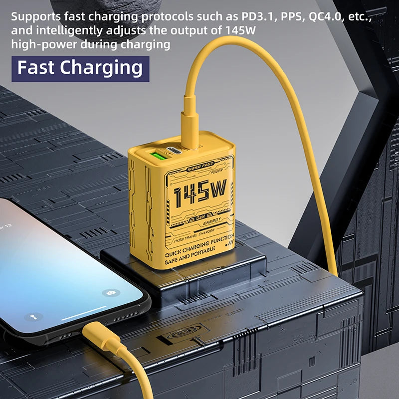 145W 3Ports Ultra Fast Charging Type-c Phone Charger USB-C QC 3 0