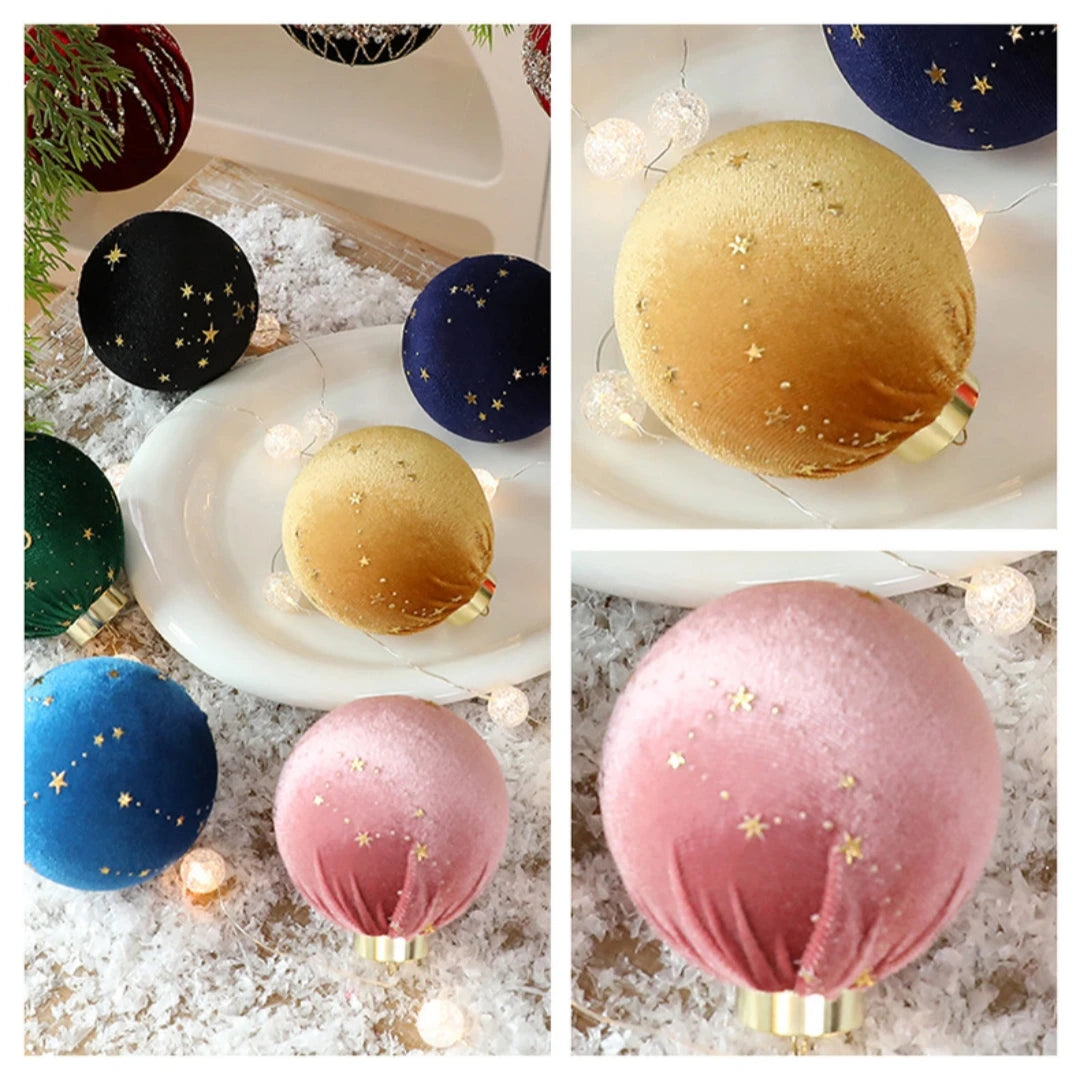 12-Pack 8cm Velvet Star Christmas Ball Ornaments | Tree Decor