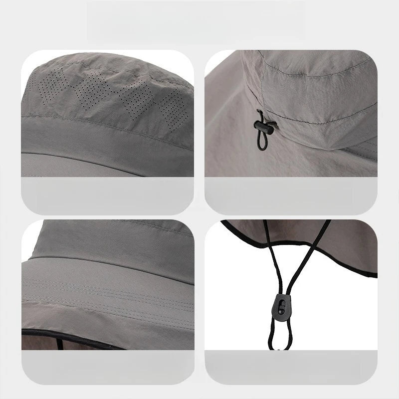 New summer sun protection and splash proof large hat with shawl comprehensive sun protection outdoor sun hat Zpaxo