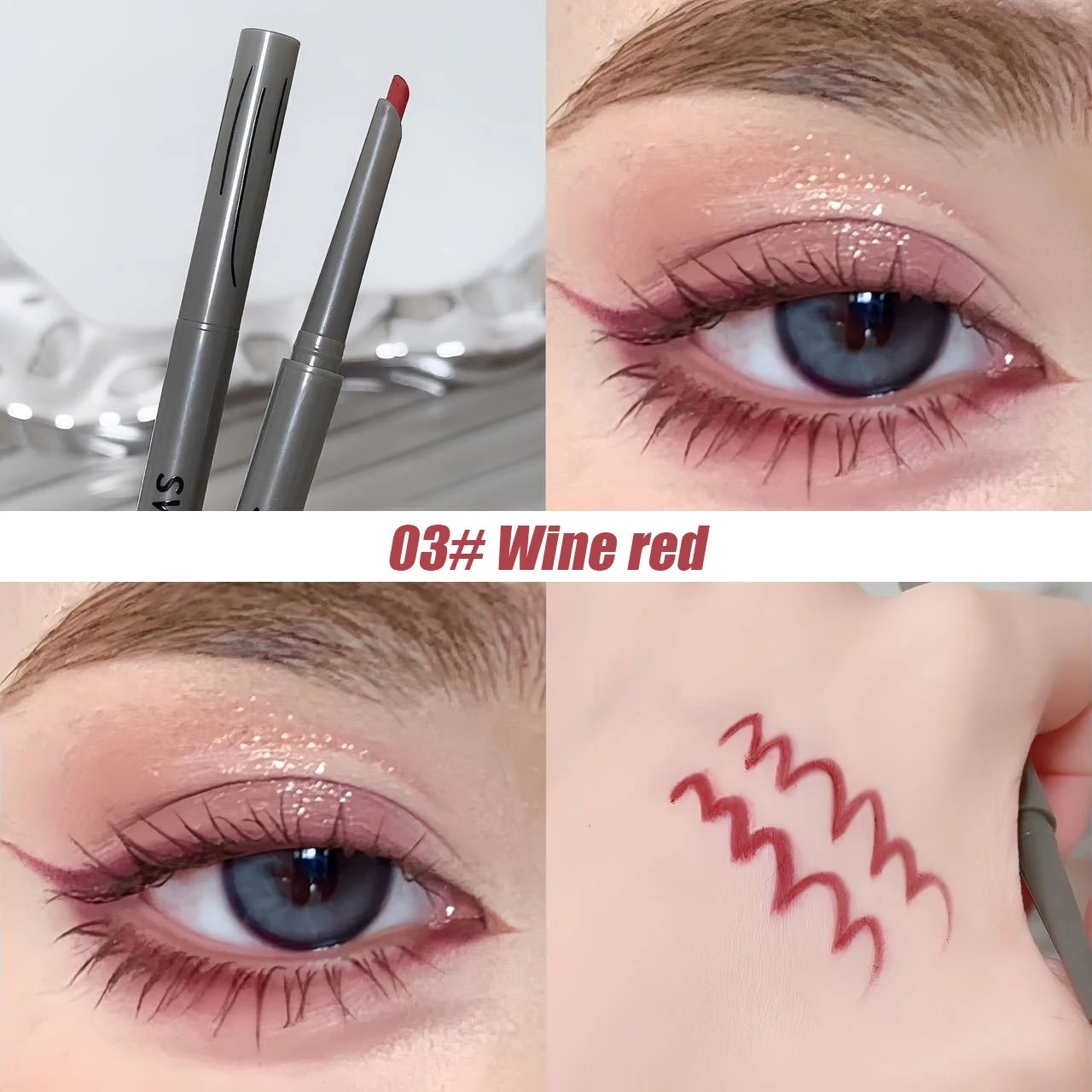 Silky Long-lasting Eye Liner Pencil Eyeliner Pen Natural Matte Wine Red Eyeliner Easy To Color Waterproof Eye Make Up Cosmetics Zpaxo 03