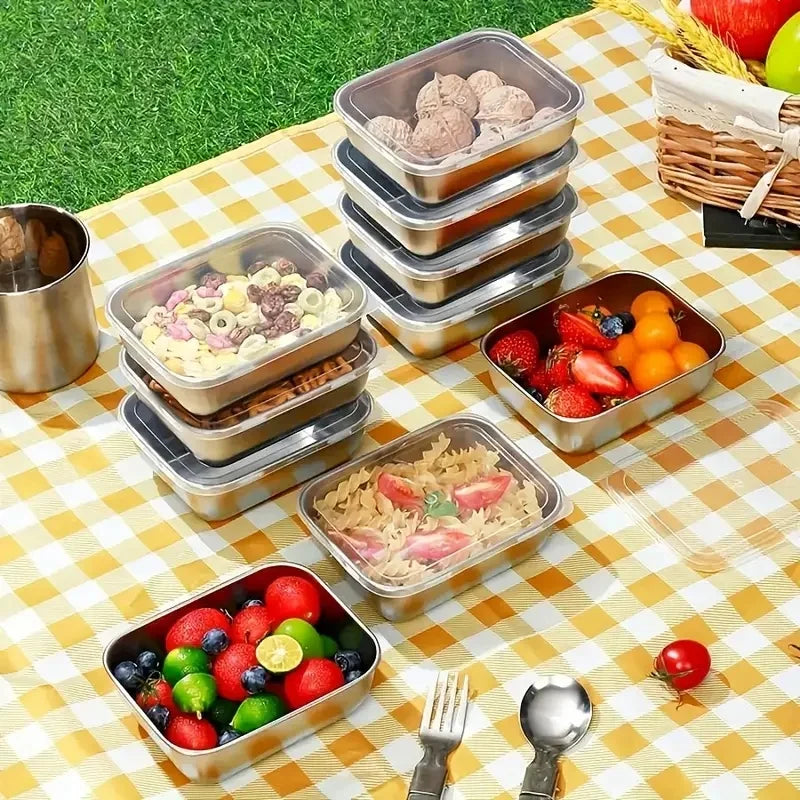 5pcs Stainless Steel Food Storage Stackable Meal Prep Boxes for Kitchen Fridge Lunch Ideal for Meal Prep Travel Kitchen Storage Zpaxo