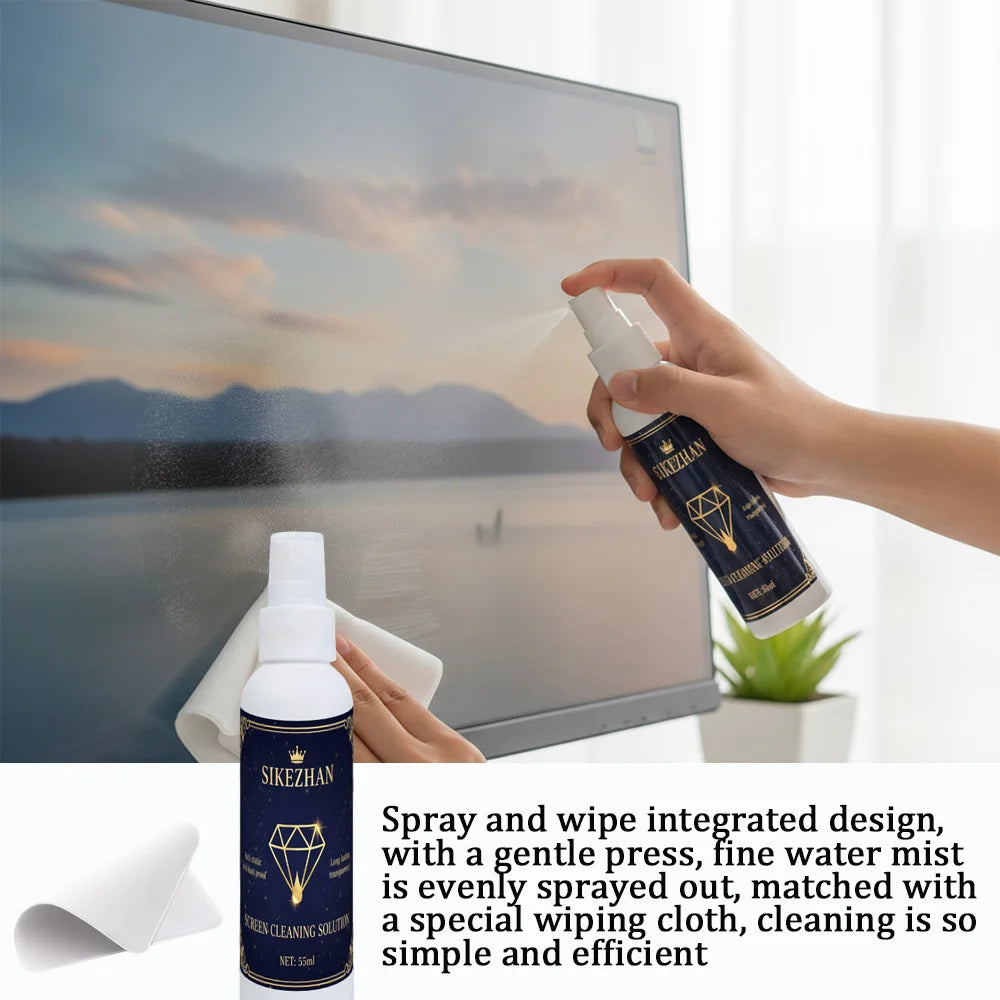 Universal Screen Cleaner Spray Kit with Polishing Cloth for Computer Laptop Monitor TV Phone LCD LED Dust Fingerprint Remover Zpaxo