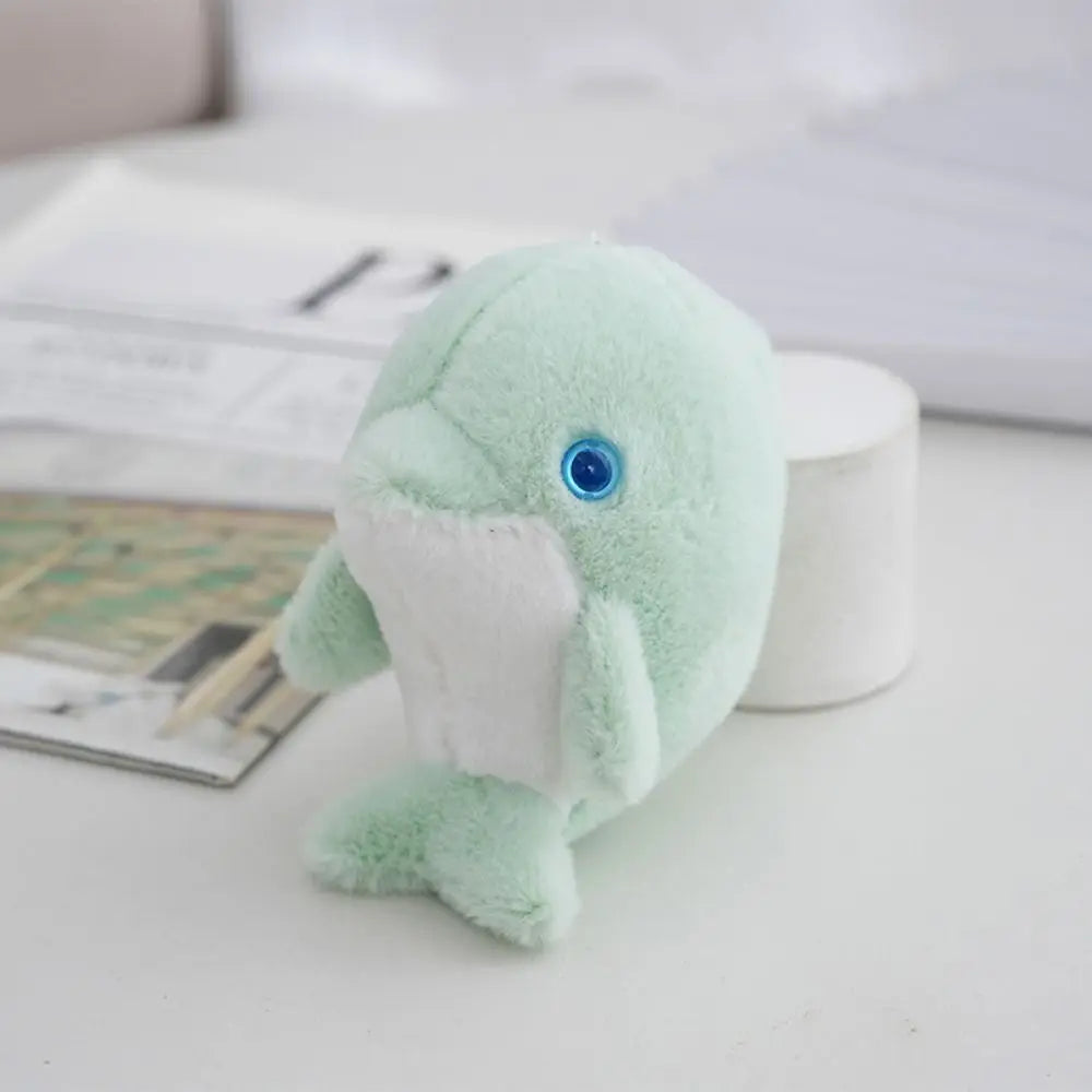 Cute Dolphin Doll Keychain Dolphin Soft Fluffy Pom Pom Whale Key Ring Fluffy Cute Cute Dolphin Pendant Decoration Zpaxo green-chain