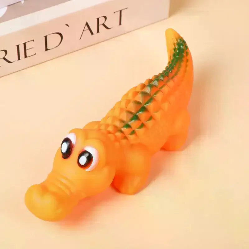Interactive Games Squeaky Rubber Crocodile Dog Toy Durable Chew Play Zpaxo
