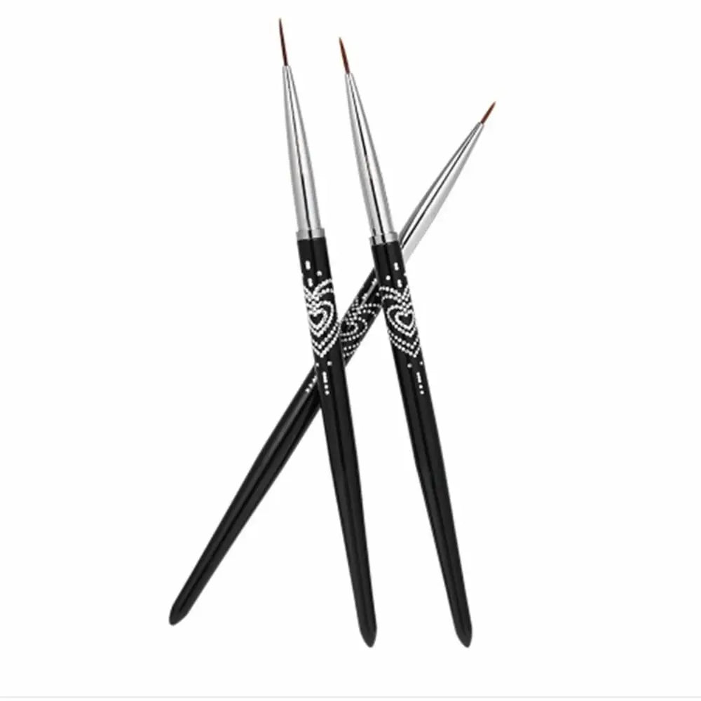 Metal Handle Nail Eyeliner Brushes 7mm/9mm/11mm Thin Design UV Gel Painting Brush Black Color Nail Art Design Brush Zpaxo