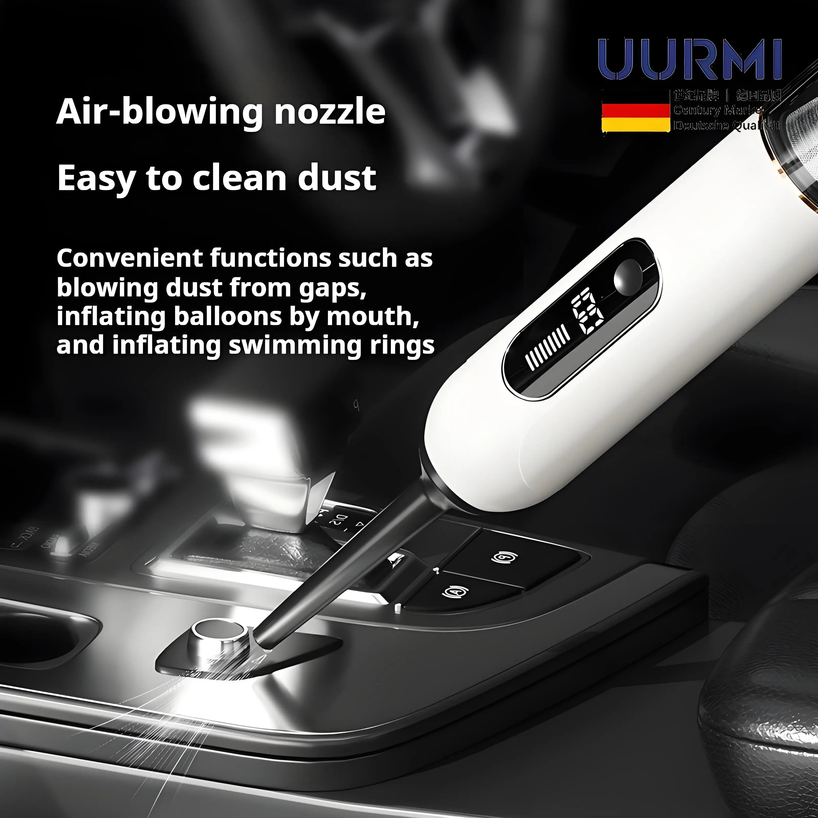 Uurmi 13000Pa 4-in-1 Cordless Vacuum: Lcd Display, One-Touch Empty, Super Suction & Blow for Car/Home/Office Zpaxo