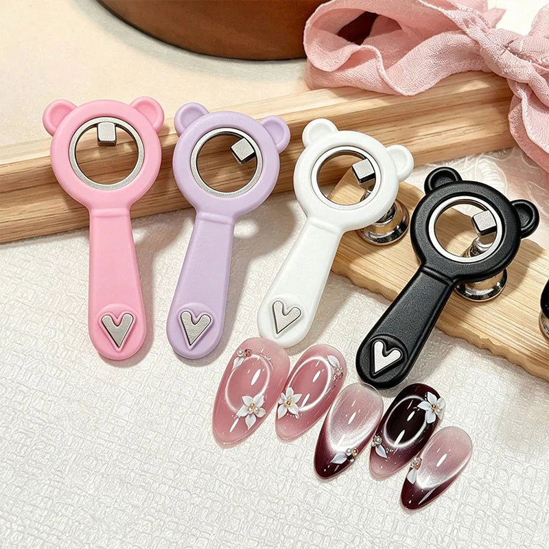 New Upgrade 3-Second Hollow Cat Eye Magnet Double-head Love Heart Black Hole Effect Nail Art Magnet DIY Manicure Magnetic Tool Zpaxo