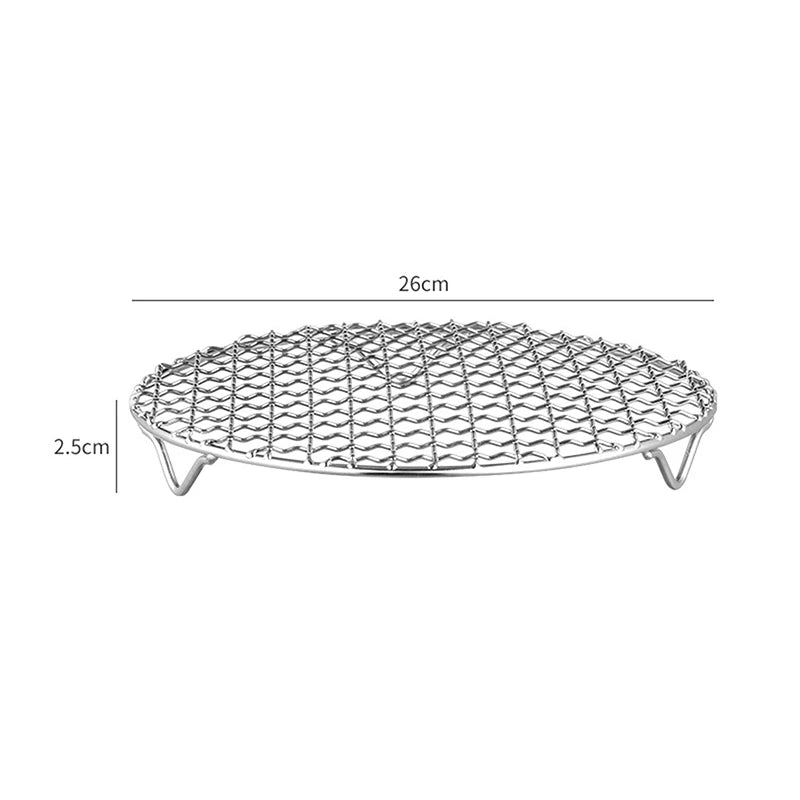 Stainless Steel Double Layer Grill Rack With 4 Roast Meat Picks Steam Rack Air Fryer Rack Air Electric Fryer Accessories Zpaxo 26cm