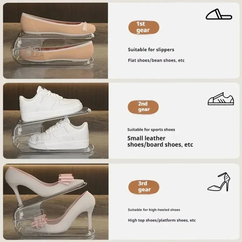 New 6PCS Double Layer Shoe Rack, Adjustable Shoe Holder, Shoe Cabinet, Space Saving Bracket, Storage Folding Layered Partition Zpaxo