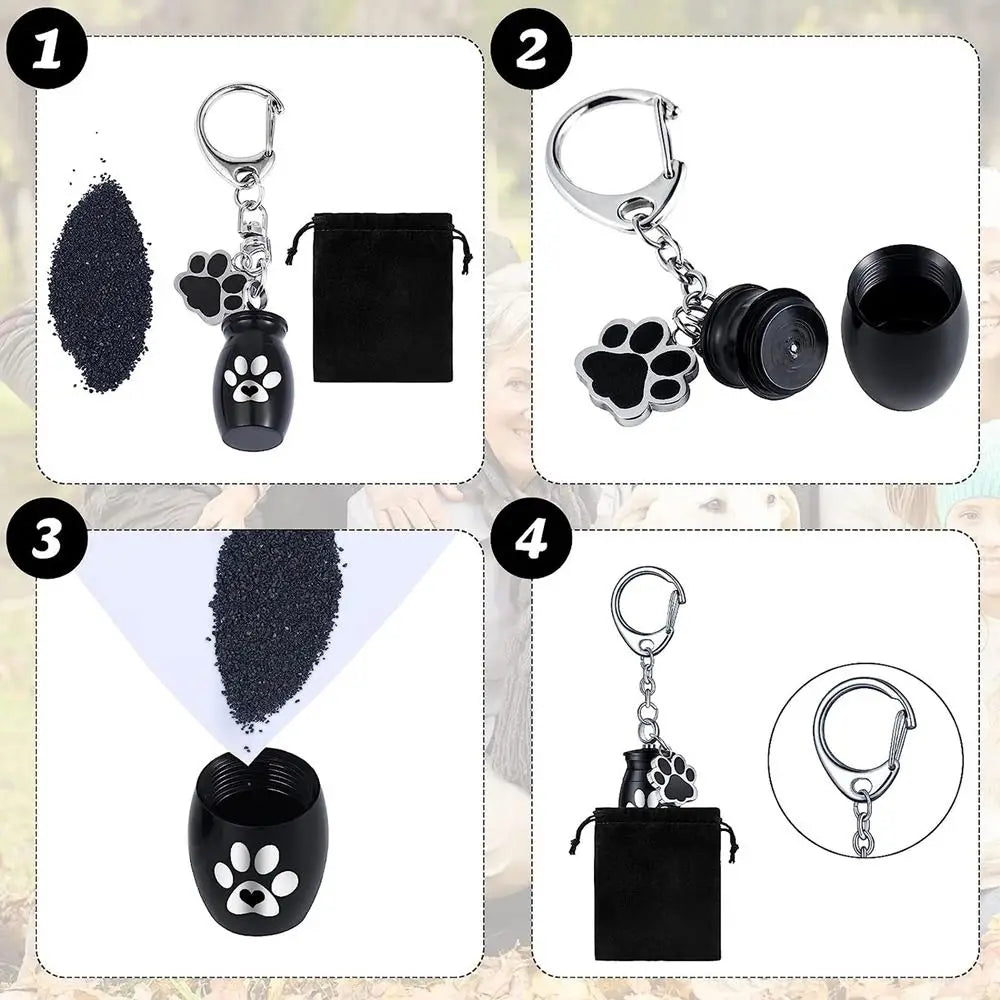 Aluminum Alloy Pet Urns Keychain Paw Print Wear Resistant Pet Urn Pendant Waterproof Hanging Cat Dog Ashes Pendant Pet Teeth Zpaxo