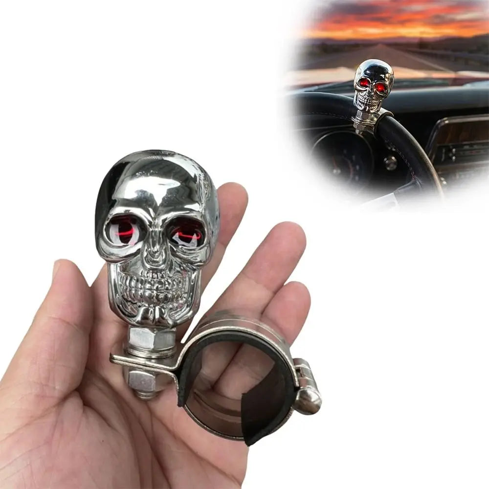 Metal Bearing Steering Wheel Booster Skull Head Design Universal Fit Zpaxo