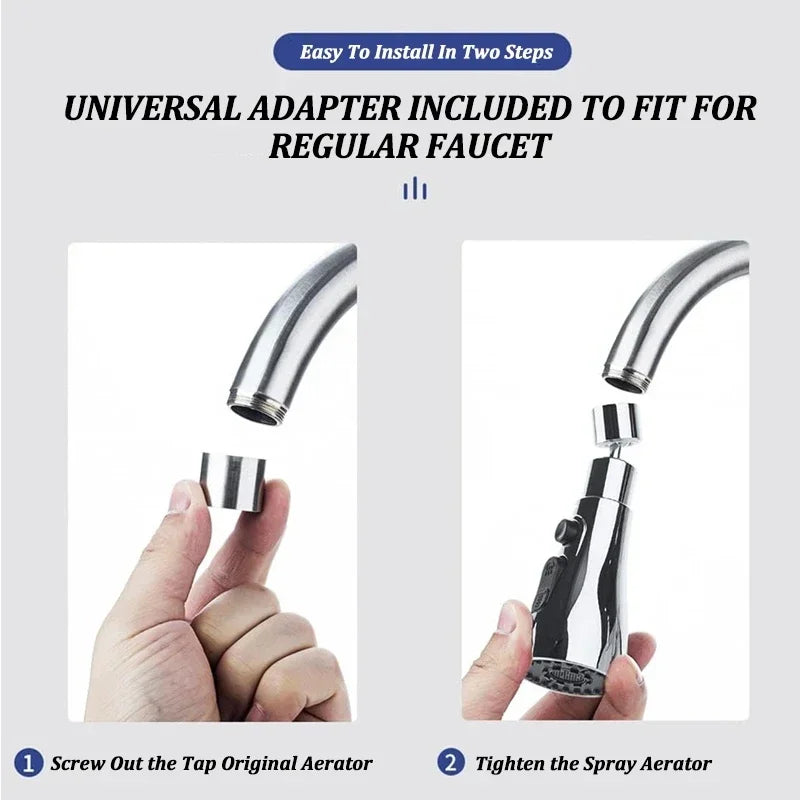 Universal 360° Rotation Kitchen Faucet Extender 3 In1 ABS Durable Water Saving Shower Spray Head Bathroom Basin Tap Replacement Zpaxo
