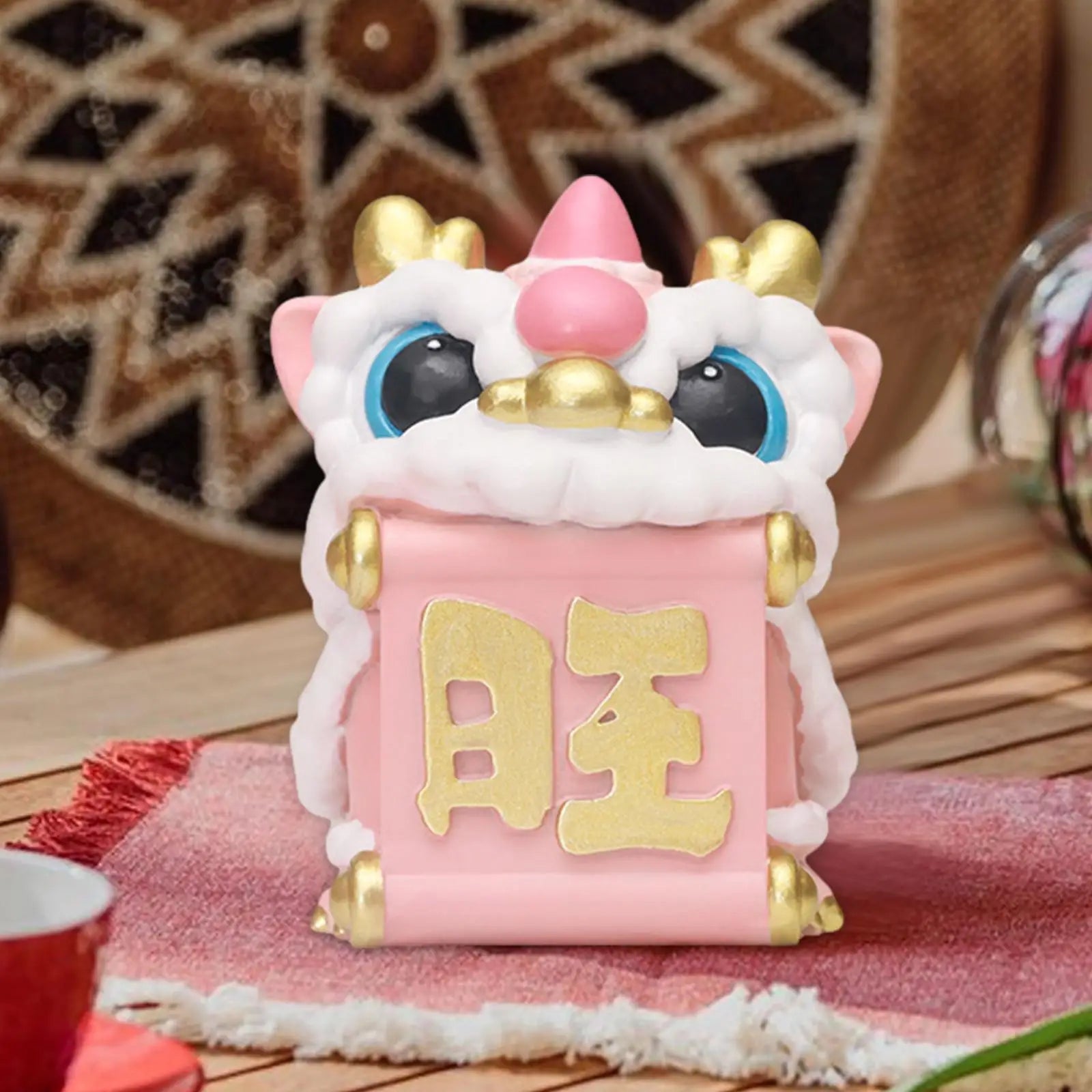Chinese Lucky Lion Dance Figurine – Feng Shui Desktop Ornament Decorative Figurine Zpaxo Style B