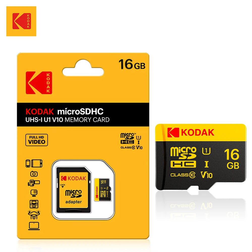 KODAK Micro SD Card 128GB 64GB 32GB 16GB Class 10 U3 100MB/s TF Memory Card + SD Adapter for 4K Video Drone Phone Zpaxo U1 16G