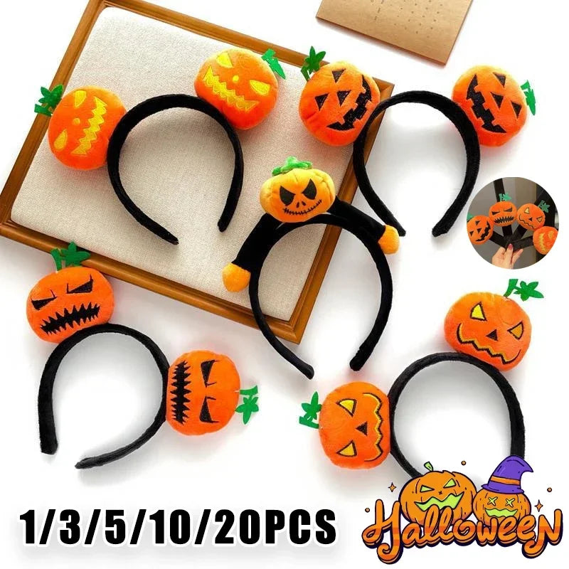 Cute Halloween Pumpkin Devil Horn Headband Funny Hair Hoop Girls