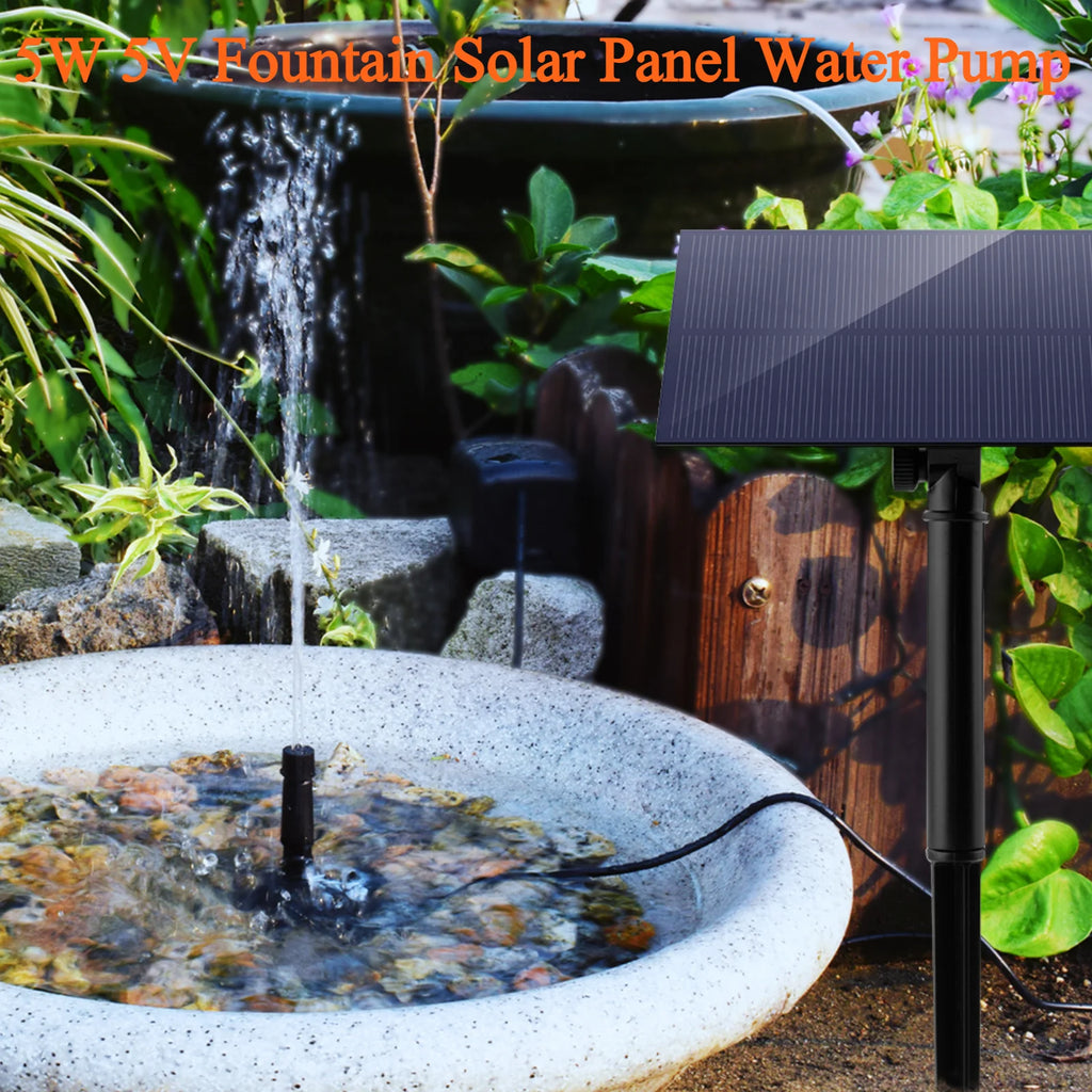 Solar Fountain Pump 5W 5V Power Board Panel Water Garden Pool Bird