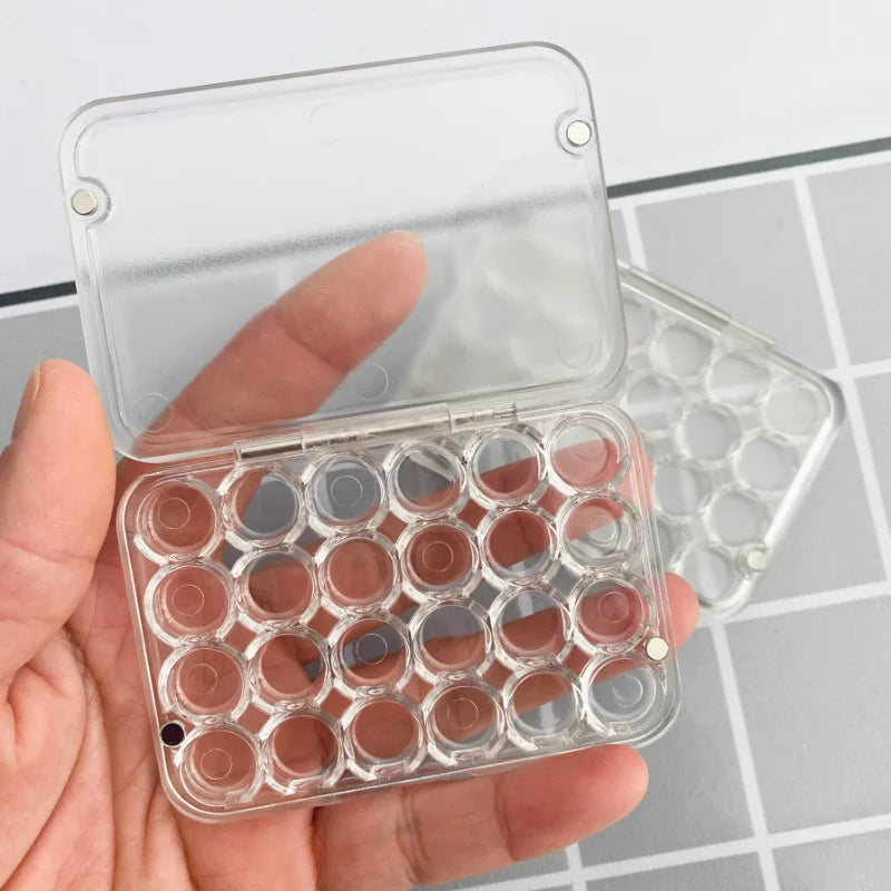 Portable Mini Watercolor Paint Box 24 Grid Magnetic Transparent