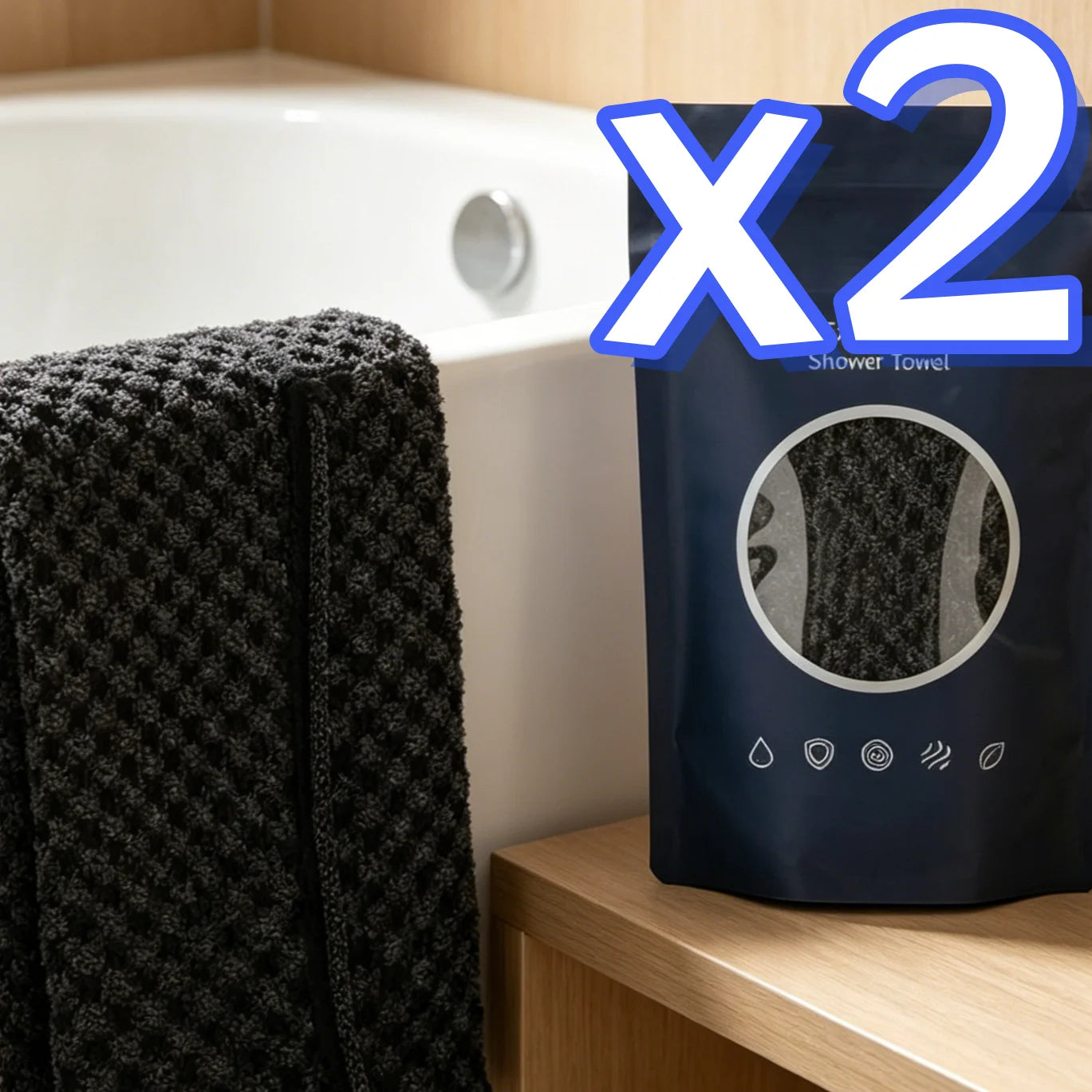 Ultra-Long Exfoliating Bath Towel – Back Scrubber for Men & Women Exfoliating Bath Towel Zpaxo 1pc in bag x 2