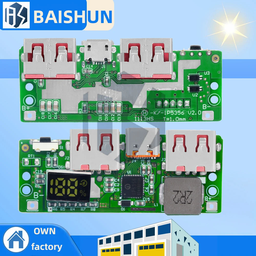 IP5356 Fast Charging Module 5V 3A Lithium Battery Charger Digital Zpaxo