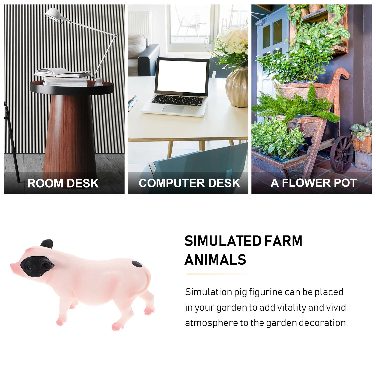 Realistic Simulation Pig Plastic Animal Decor Small Ornament Room