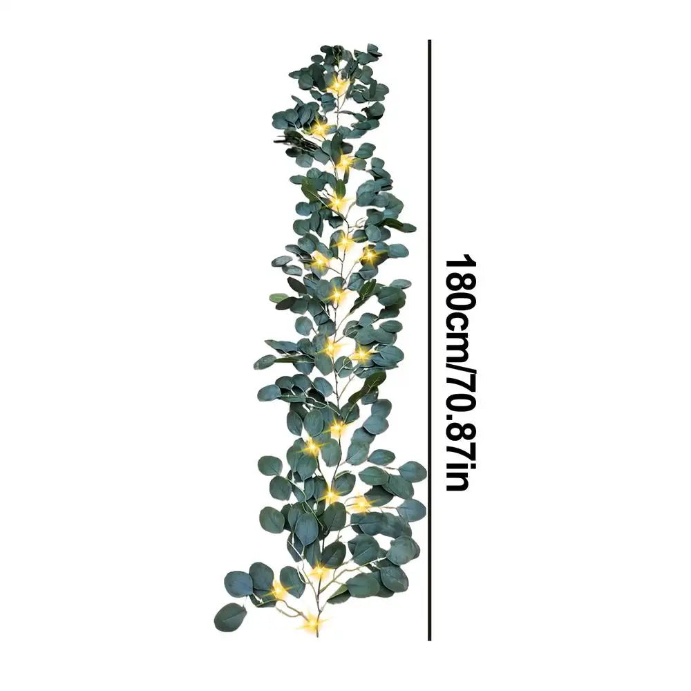180cm LED Fairy Light Olive Vine Garland 96 LEDs Waterproof with Timer for Christmas Wedding Party Holiday Fireplace Decoration