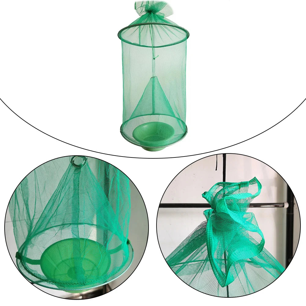 Hanging Flies Net Traps Reusable Folding Flies Flytrap Cages Practical Traps Control Tool for Courtyard Garden Zpaxo