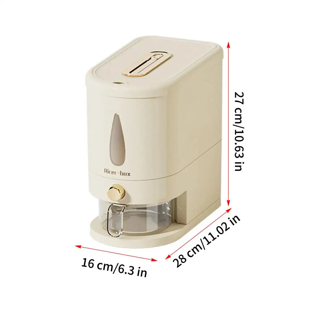 Rice Dispenser Airtight Bin Cereal Container Measuring Cup Grain