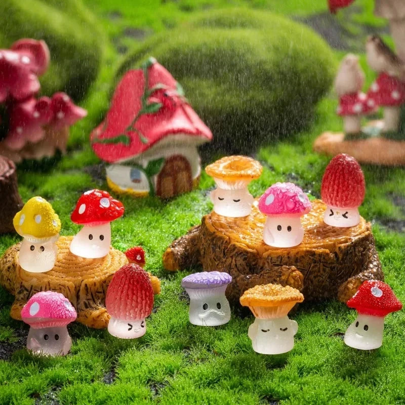 24 48 Mini Glowing Mushroom Resin Ornaments Cute Little Decorations