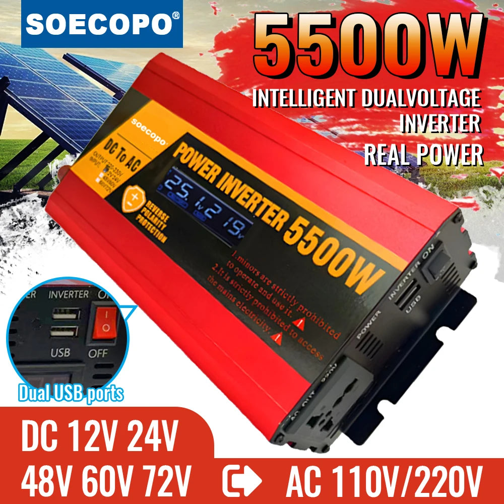 Efficient Dual Voltage Power Inverter 5500W Peak LCD Screen Real-time